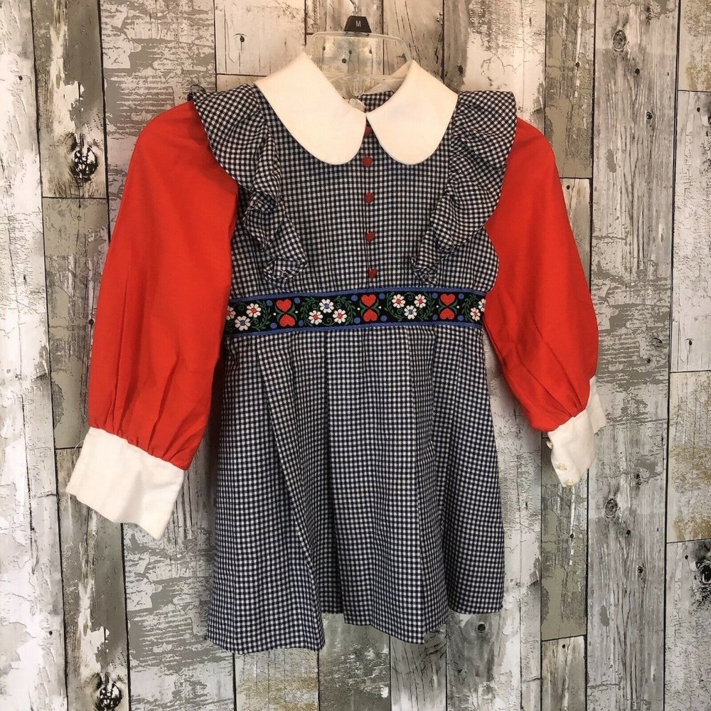 Dorissa by Miami girls vintage dress sz6 Blue White Red